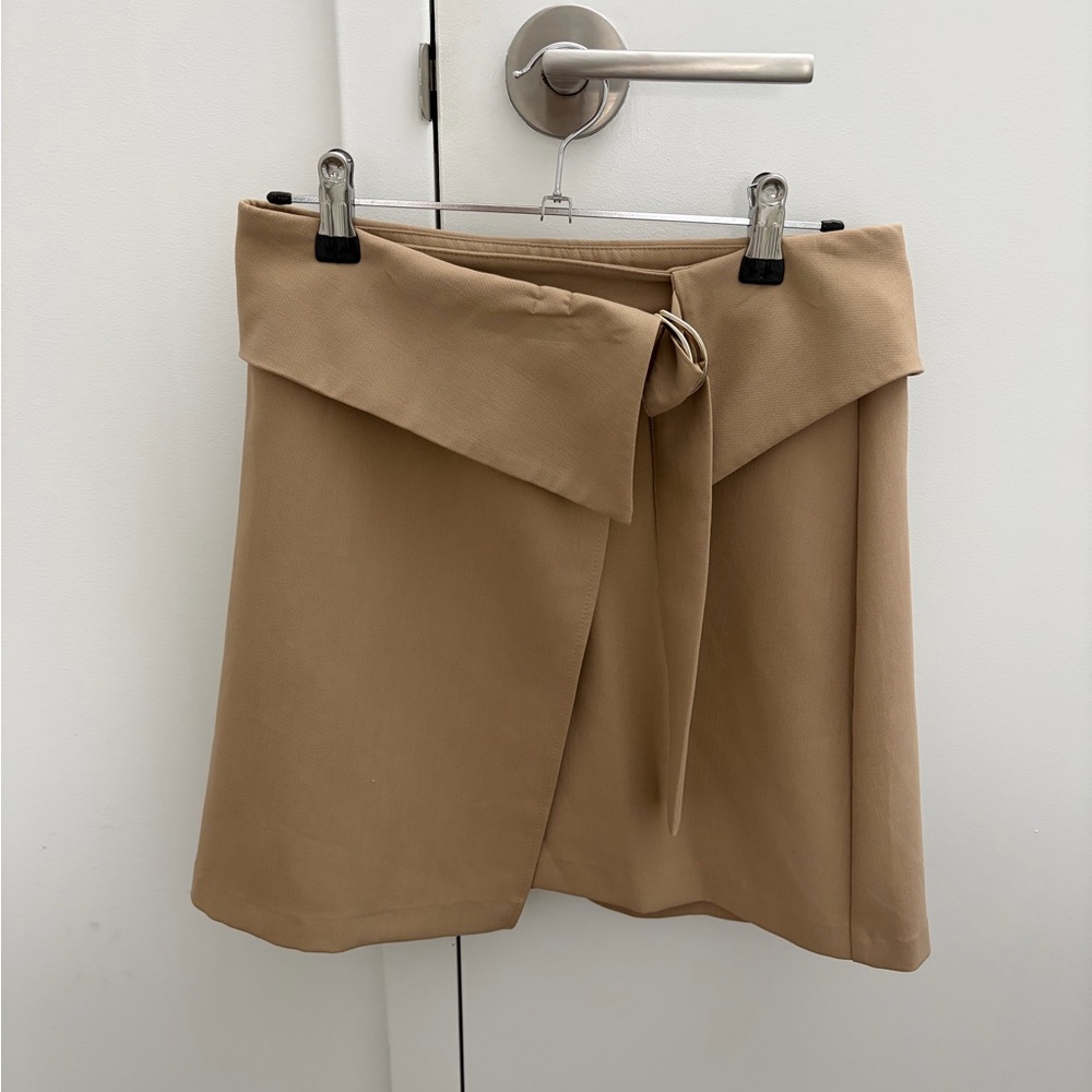 Zara Beige Wrap Mini Skirt with Tie Waist, size S